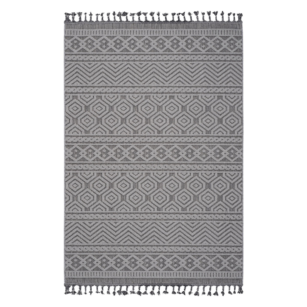 Guros - 8' X 10' Geometric Indoor / Outdoor Area Rug - Gray / White