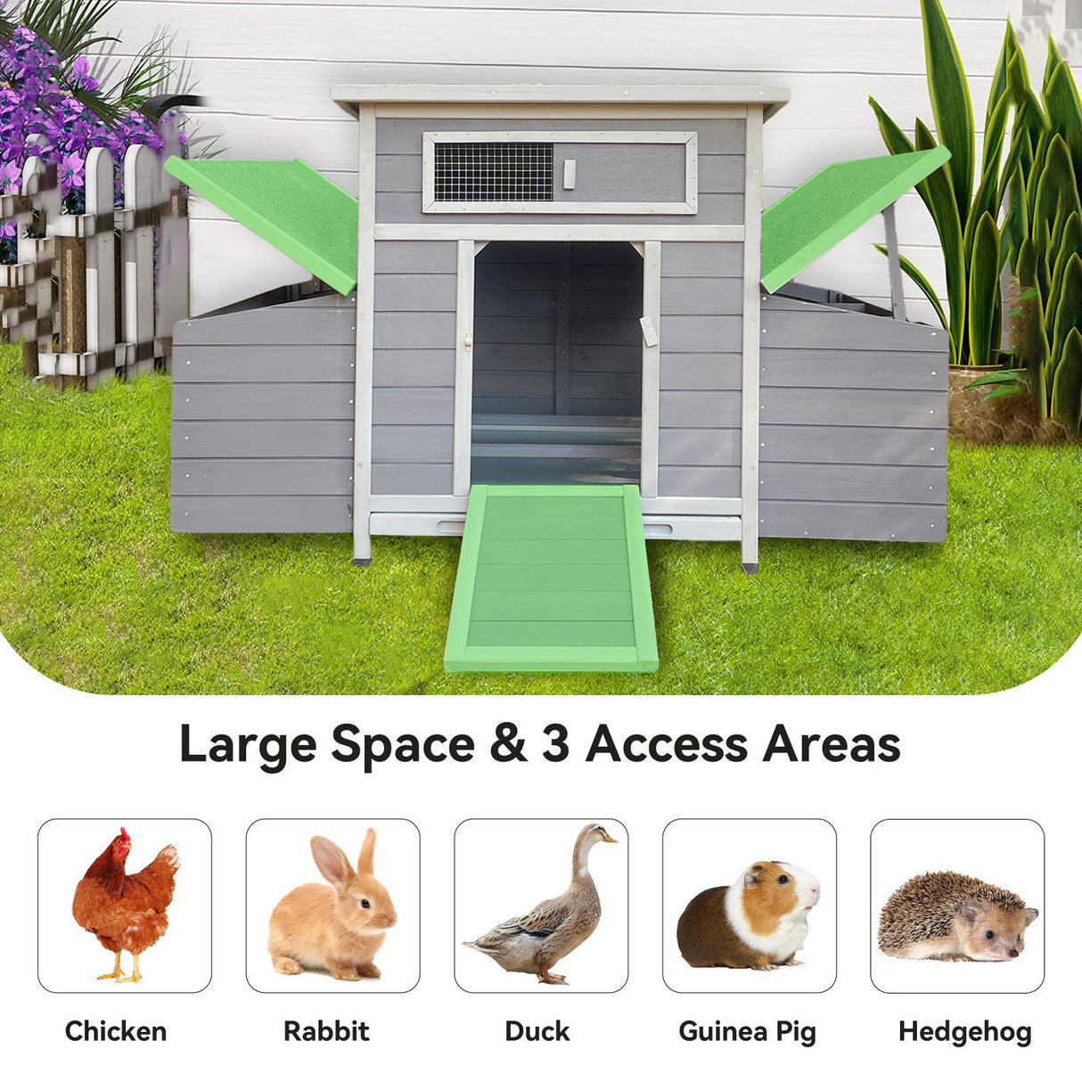 Large Chicken Coop Outdoor Hen House With Dual Nesting Boxes