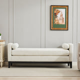 Upholstered End Of Bed Bench With Arms, 2 Bolsters For Bedroom - Ivory