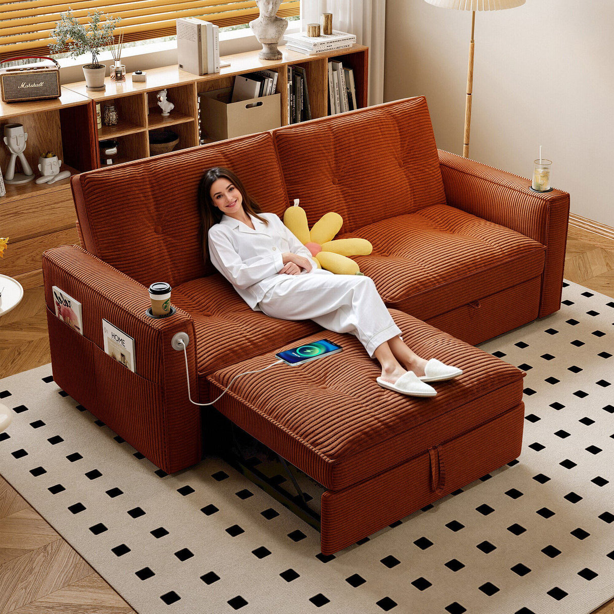 2 In 1 Convertible Sofa Bed For Living Rooms