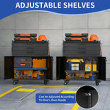 Rolling Tool Cabinet Heavy Duty Garage Storage With Lockable Doors & Drawers