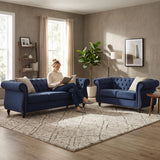 Chesterfield Button Tufted Loveseat With Rolled Arms