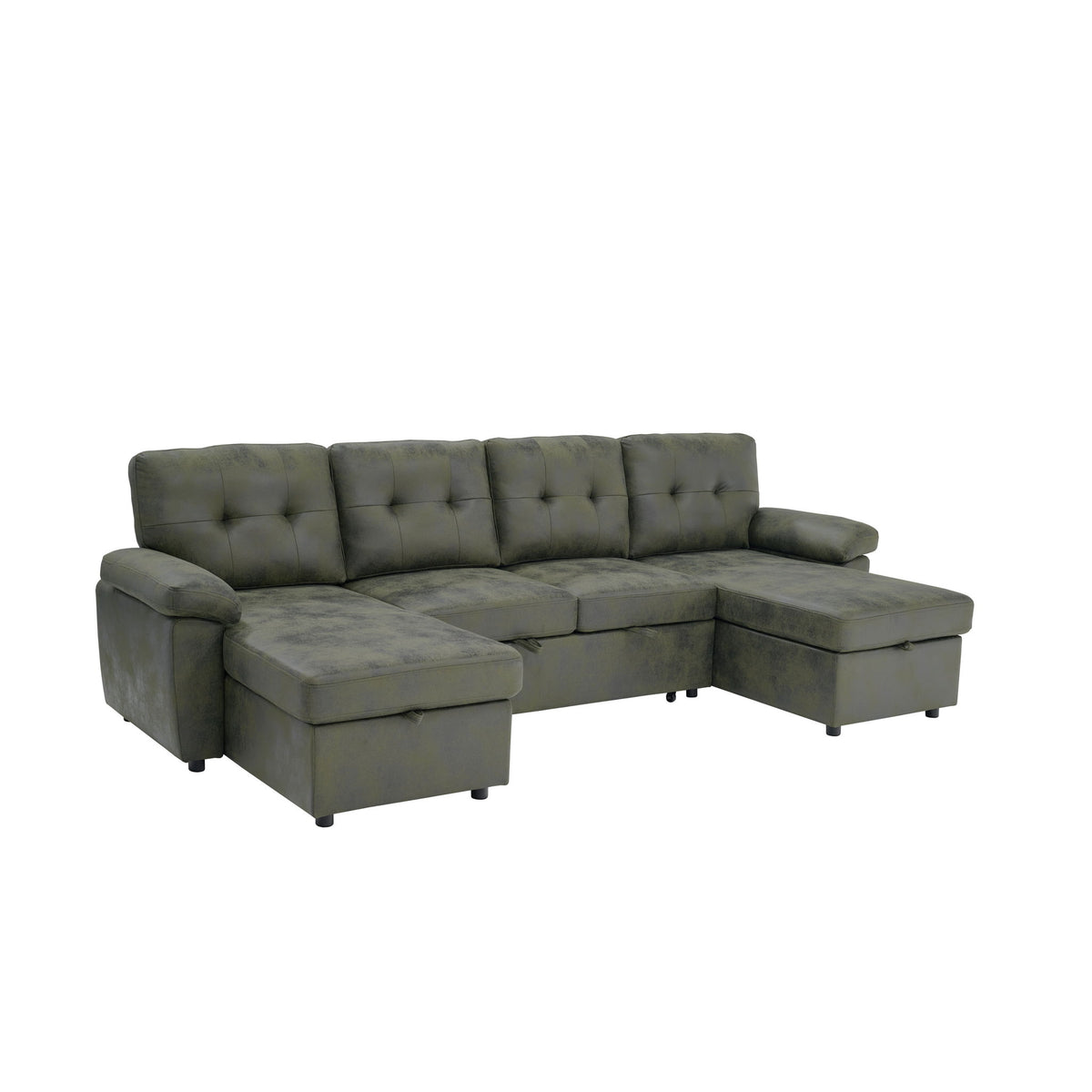 Convertible Sectional Sofa Bed With Pull Out Sleeper And Storage