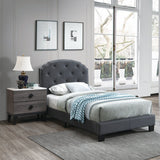 Button Tufted Bed With Nailhead Trim