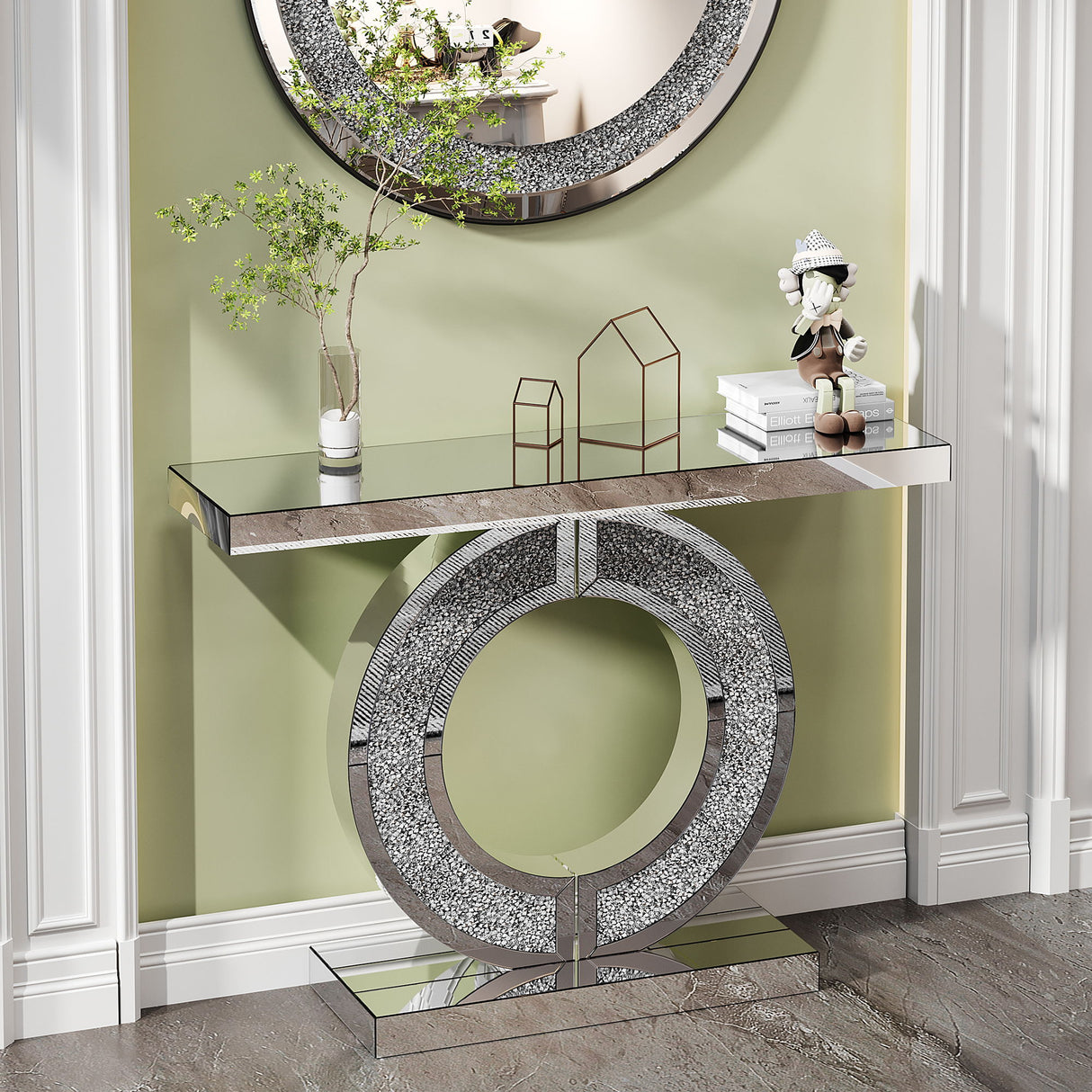 O - Shaped Console Table For Living Room - Silver