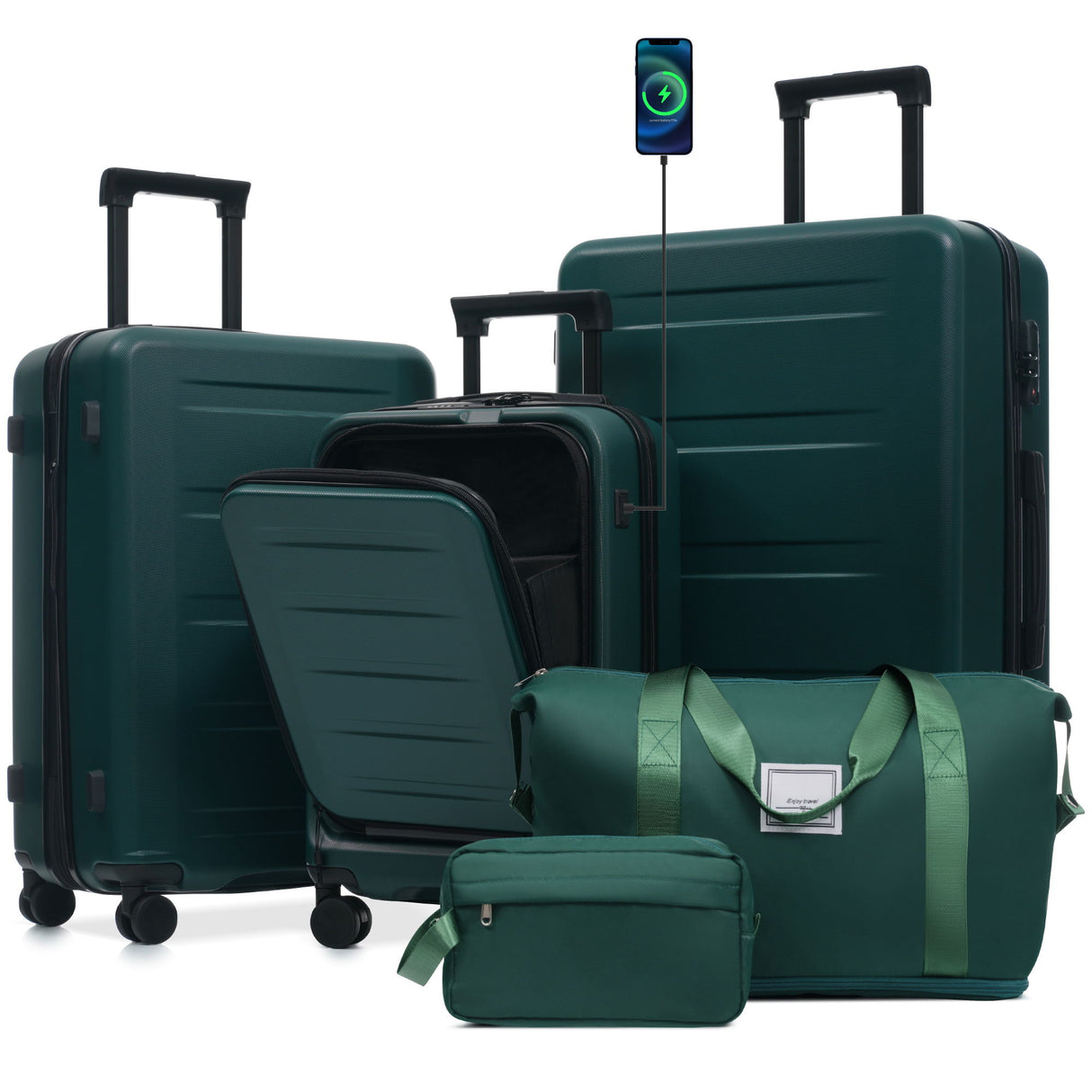 Hardside Luggage Set 5 Piece With Front Opening