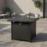 Outdoor Fire Pit Table Patio Heater Rectangular Steel 22x25in Black
