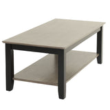 3 Piece Table Set With Open Shelf Storage, Includes Coffee, End & Console Table - Black / Black / Gray / Gray