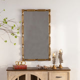Rectangular Wall Mirror With Frame For Living Room - Gold
