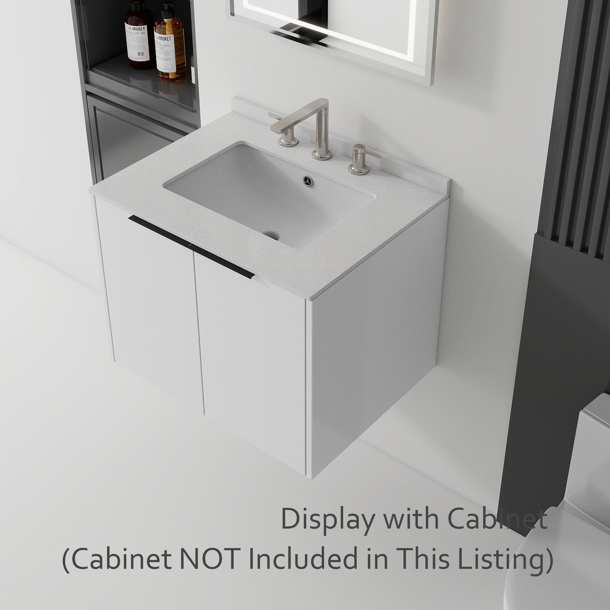Basin Sink, 0.6" Ultra Thin Profile, Triple Faucet Holes
