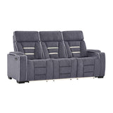 Austin - 3 Piece Reclining Sofa And Loveseat With Storage Arms - Gray