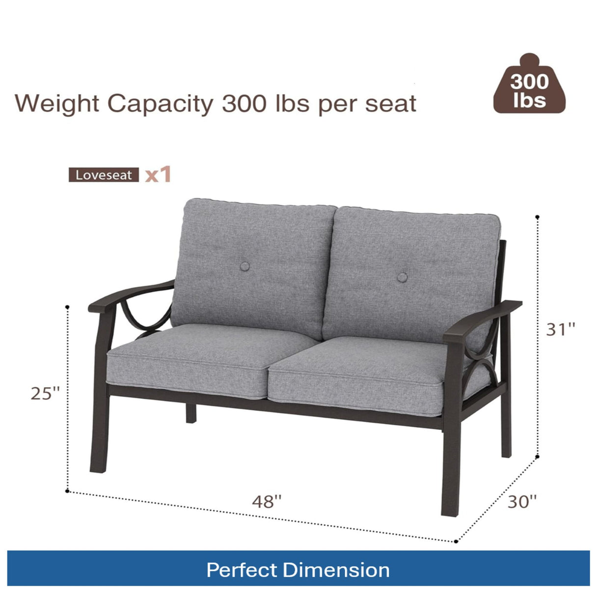 Patio Furniture Set With Coffee Table And Cushions For Backyard
