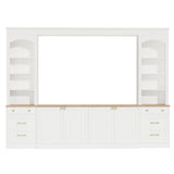 Arched Entertainment Center Wall Unit With Bookshelf, Retro Large TV Stand