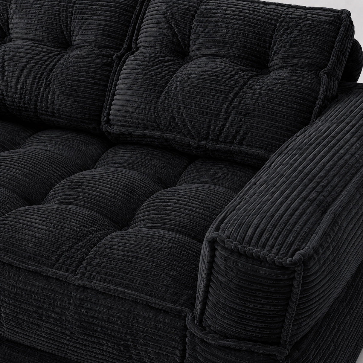 2 Seater Modular Corduroy Sofa With Chaise Lounge For Living Room
