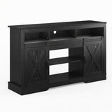Farmhouse TV Stand With Sliding Barn Doors & Adjustable Storage