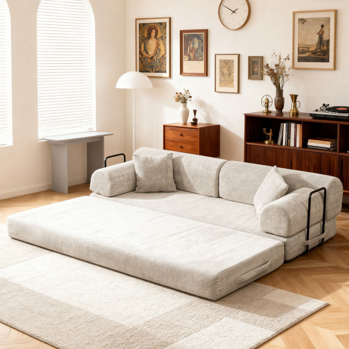 Convertible Sleeper Sofa Bed, Folding Mattress Couch - Light Camel