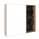 Wall Mounted Bathroom Mirror Cabinet & Adjustable Shelves - Imitative Oak
