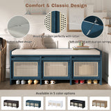 Entryway Shoe Bench With Drawers & Button Tufted Cushion