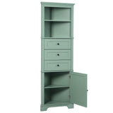 Tall Storage Cabinet With 3 Drawers And Adjustable Shelves For Bathroom