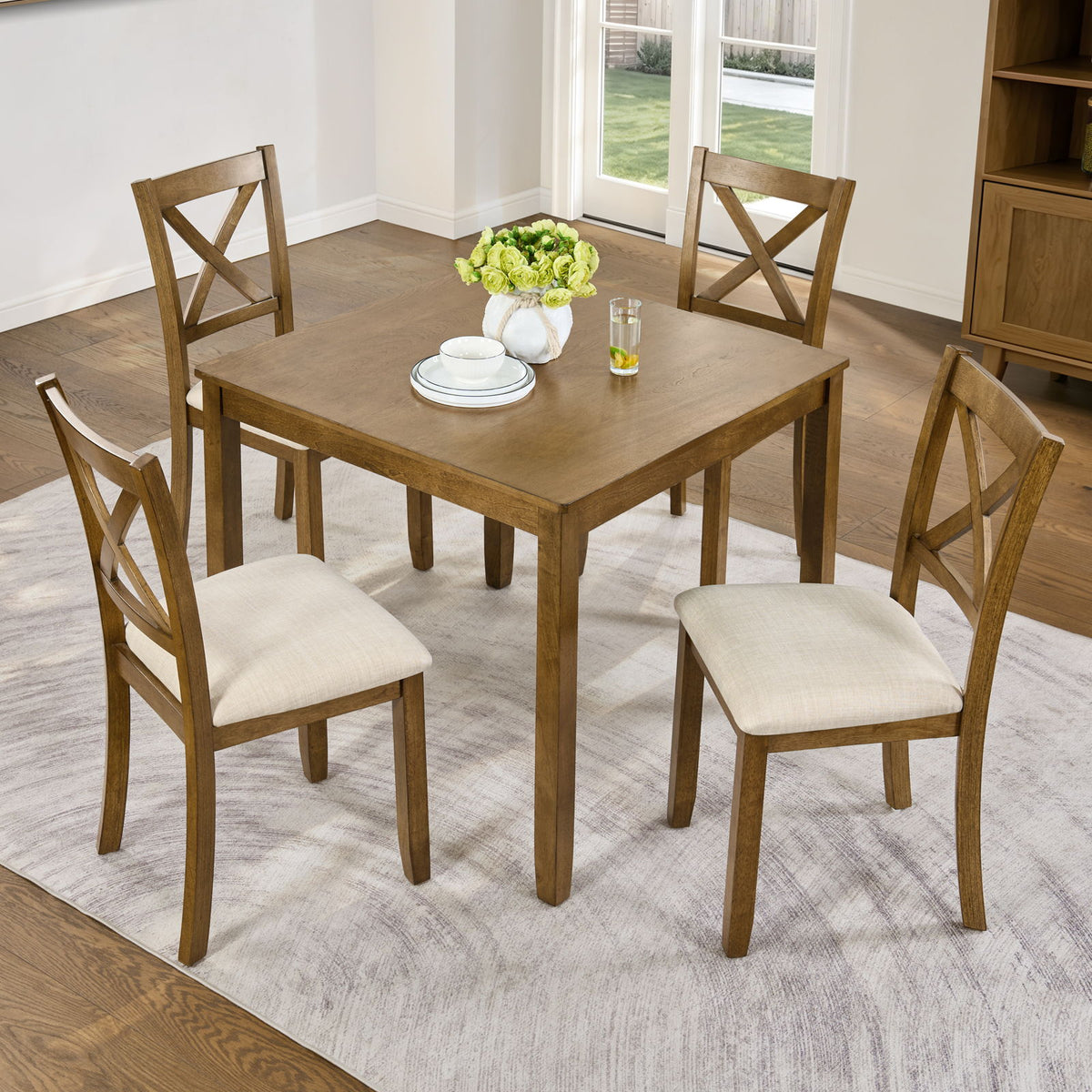 5 Piece Counter Height Dining Table Set With 4 Chairs