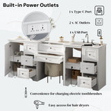 Double Sink Bathroom Vanity With Countertop, 2 Ceramic Sinks, 6 Drawers, Soft Close Design