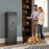 Rifle Safe, Biometric & Keypad Lock, Adjustable Gun Racks With Built In Alarm System
