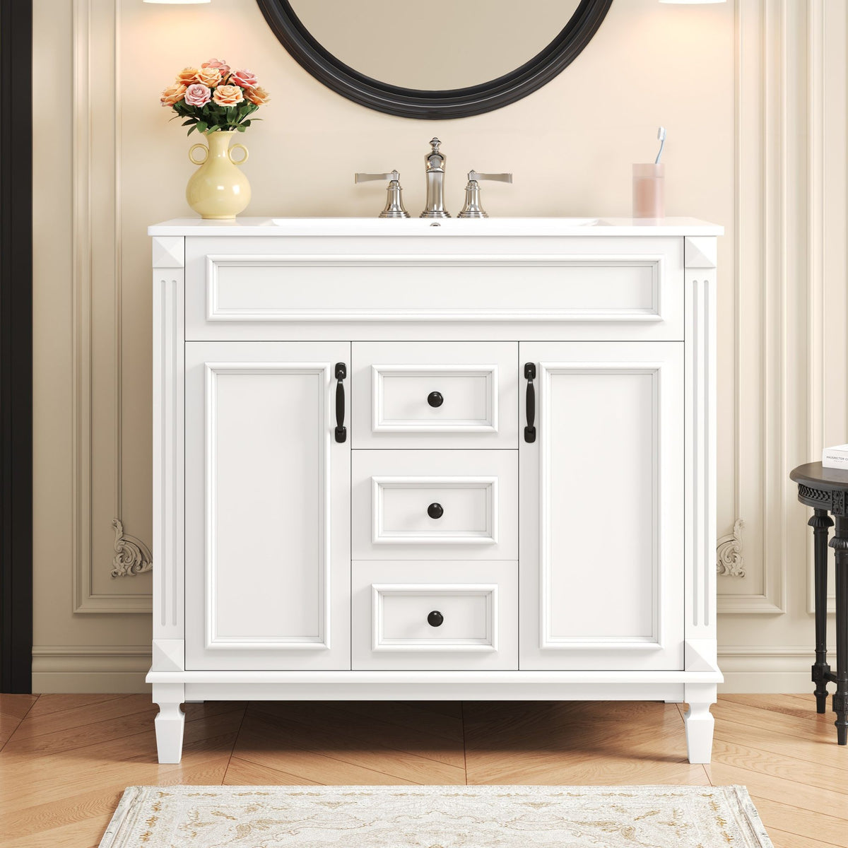 Bathroom Vanity With Top Sink, Cabinet With 2 Soft Closing Doors And Drawers