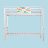 Bunk Bed, Convertible To 2 Separate Twin Size Beds & Full Length Guardrail & Ladder, No Box Spring Needed - White