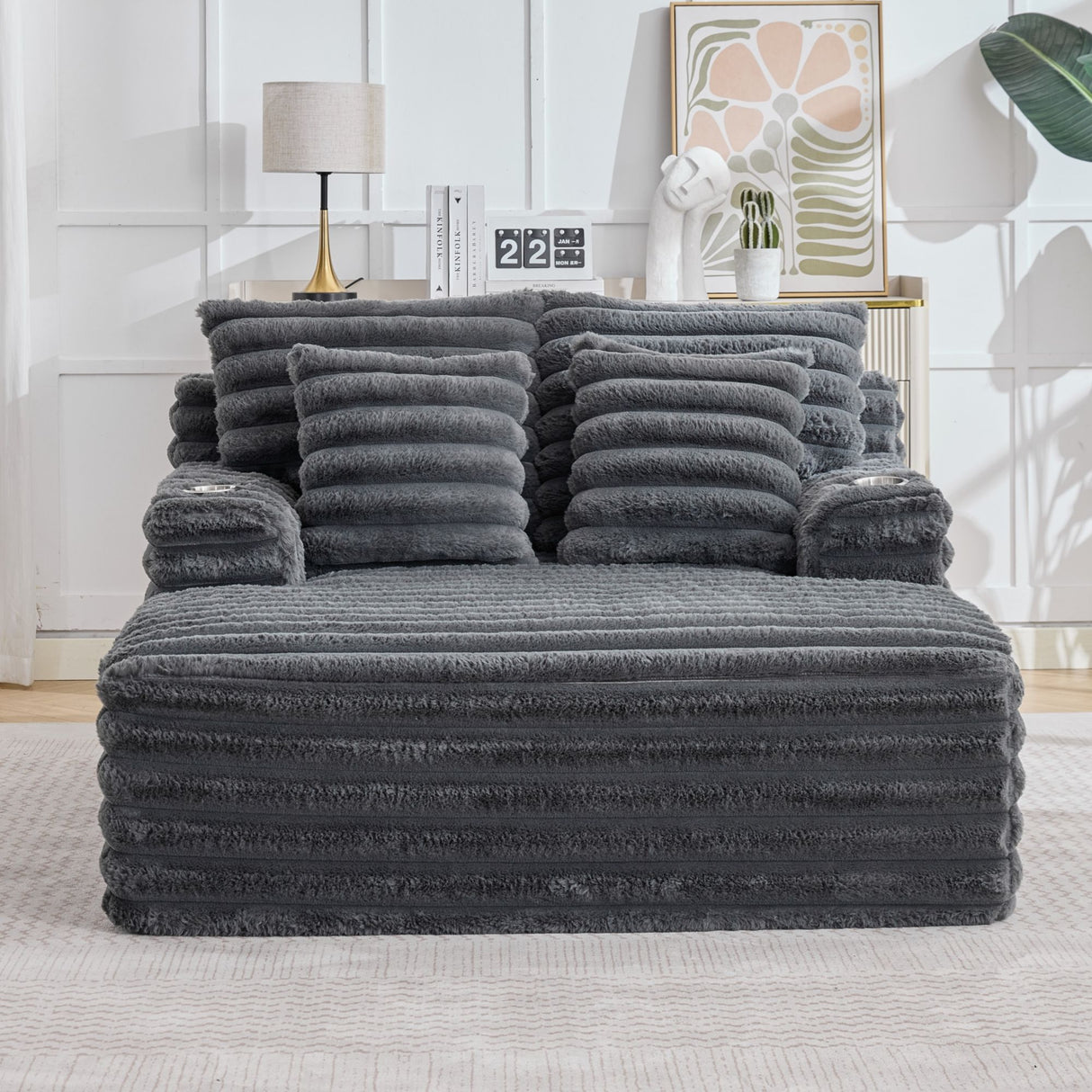 Oversized Chaise Lounge Chair Indoor With Pillows For Living Room