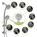 Multi Function Dual Shower Head System With 4.7" Rain Showerhead, 8 Function Hand Shower, Adjustable Slide Bar