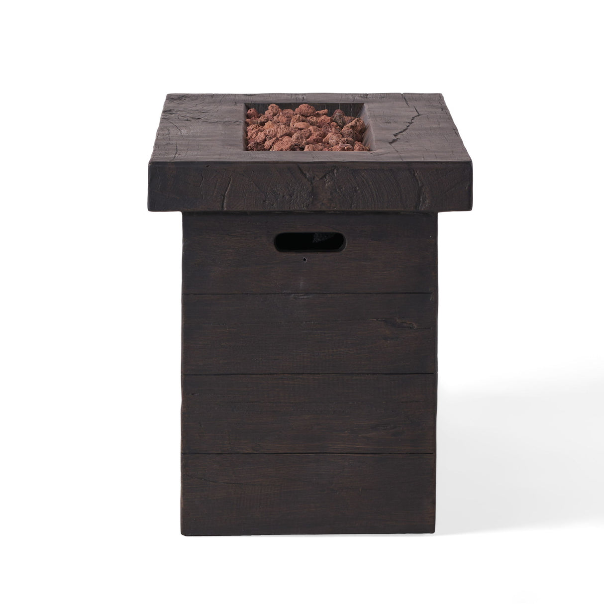 Rectangular Fire Pit Table Outdoor Heater Magnesium Oxide 45x25in Dark Brown