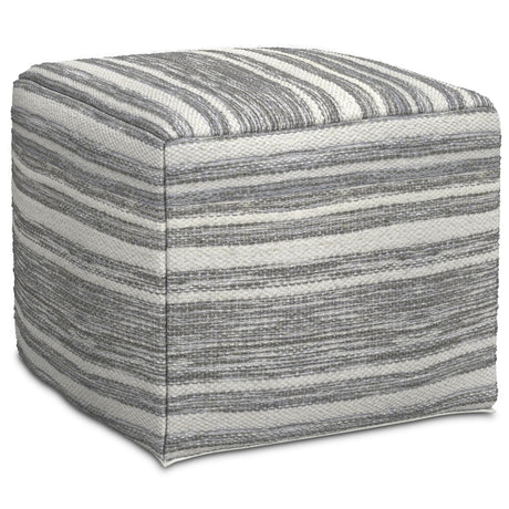 Carina - Square Woven Pouf - Black White - Accent Poufs - Alpine Outlets