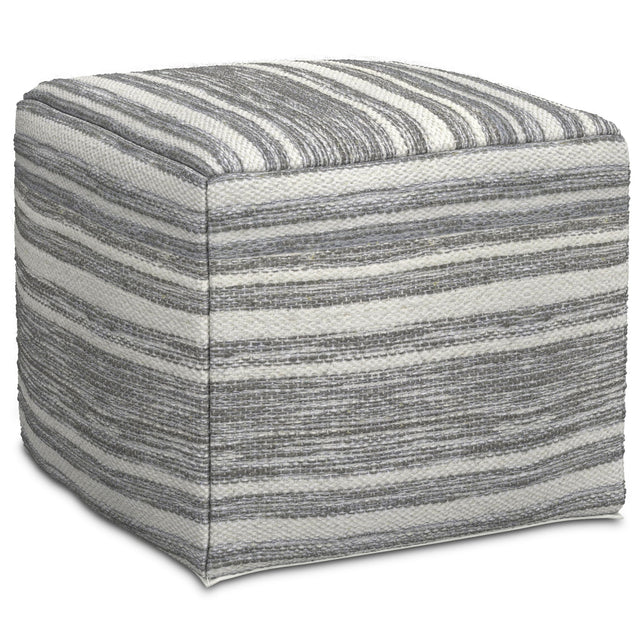 Carina - Square Woven Pouf - Black White - Accent Poufs - Alpine Outlets