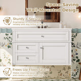 Modern Wall Mounted Floating Cabinet With Double Drawer And Sink