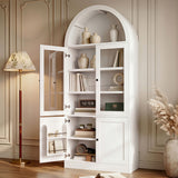 Tall Arched Top Storage Cabinet With 5 Tier Shelves, Soft Close Hinges