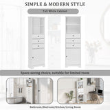 Tall Storage Cabinet With 3 Drawers And Adjustable Shelves For Bathroom