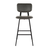 Foundry - Contemporary Barstool Zig Zag Stitching (Set of 2) - Black / Gray
