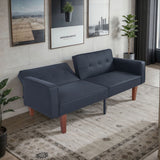 Convertible Futon Sofa Bed With Adjustable Split Back, Twin Size Sleeper Couch - Black