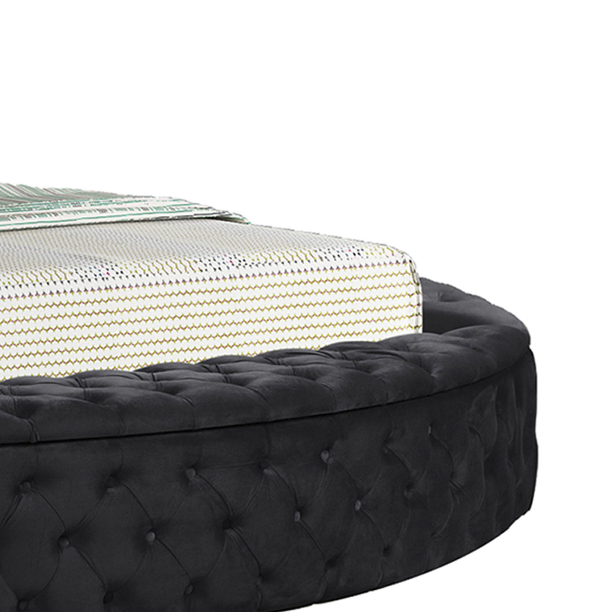 Hazel - Queen Size Tufted Storage Bed & Bluetooth Speakers, USB Port - Black