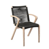 Brielle - Outdoor Light Eucalyptus Wood And Charcoal Rope Dining Chairs - (Set Of 2)