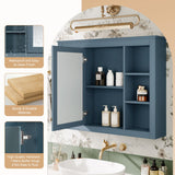 Wall Mounted Medicine Cabinet With Mirror, Storage Cabinet Featuring 6 Open Shelves And Adjustable Interior
