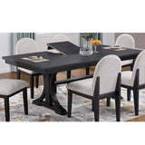 Rectangle Dining Table With Butterfly Leaf, Trestle Base - Charcoal