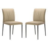 Meriam - Full Back Top Grain Leather Upholstered Metal Dining Chairs (Set of 2)