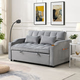 Modern Velvet Loveseat Futon Sofa With Pullout Bed, Adjustable Reclining Backrest, Toss Pillows