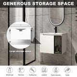 Wall Mounted Bathroom Vanity With Sink, 2 Soft Close Doors, Cabinet & Half Door