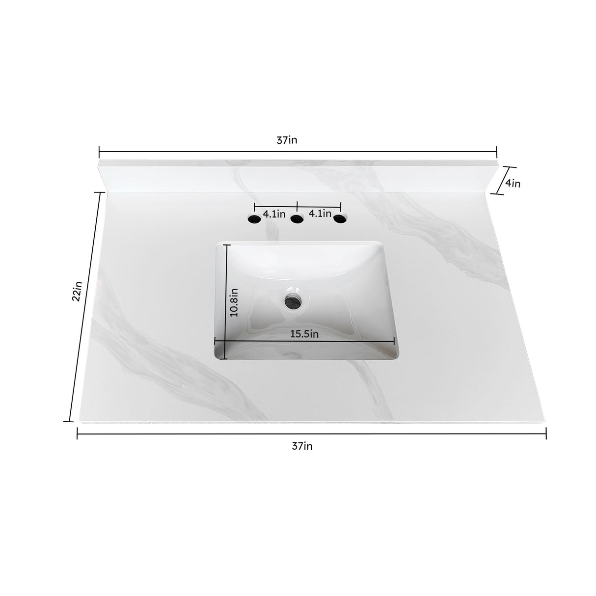 Bathroom Vanity Top With Undermount Sink, 3 Pre Drilled Holes