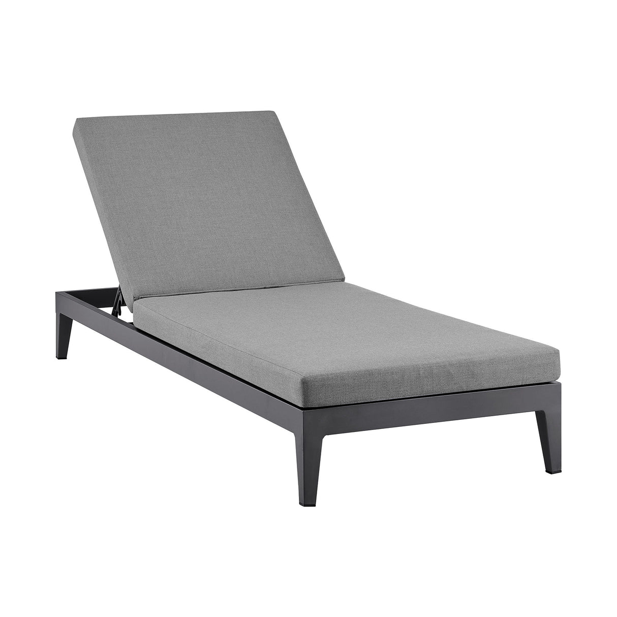 Menorca - Outdoor Patio Adjustable Chaise Lounge Chair In Aluminum With Gray Cushions