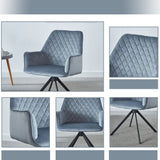 Modern Desk Chair No Wheel, Ergonomic Office Chair Home Office Upholstered Chair, Computer Chair For Bedroom, Reception Room, Living Room With Metal Legs - Blue