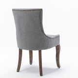 Ultra Side Dining Chair,Thickened Fabric Chairs With Neutrally Toned Solid Wood Legs, Bronze Nail Head (Set of 2) - Chair Sets - Alpine Outlets