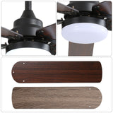 Modern Ceiling Fan With 3 Color Dimmable Light 5 Blades Remote Control Reversible Dc Motor For Bedroom - Black - Ceiling Fans - Alpine Outlets